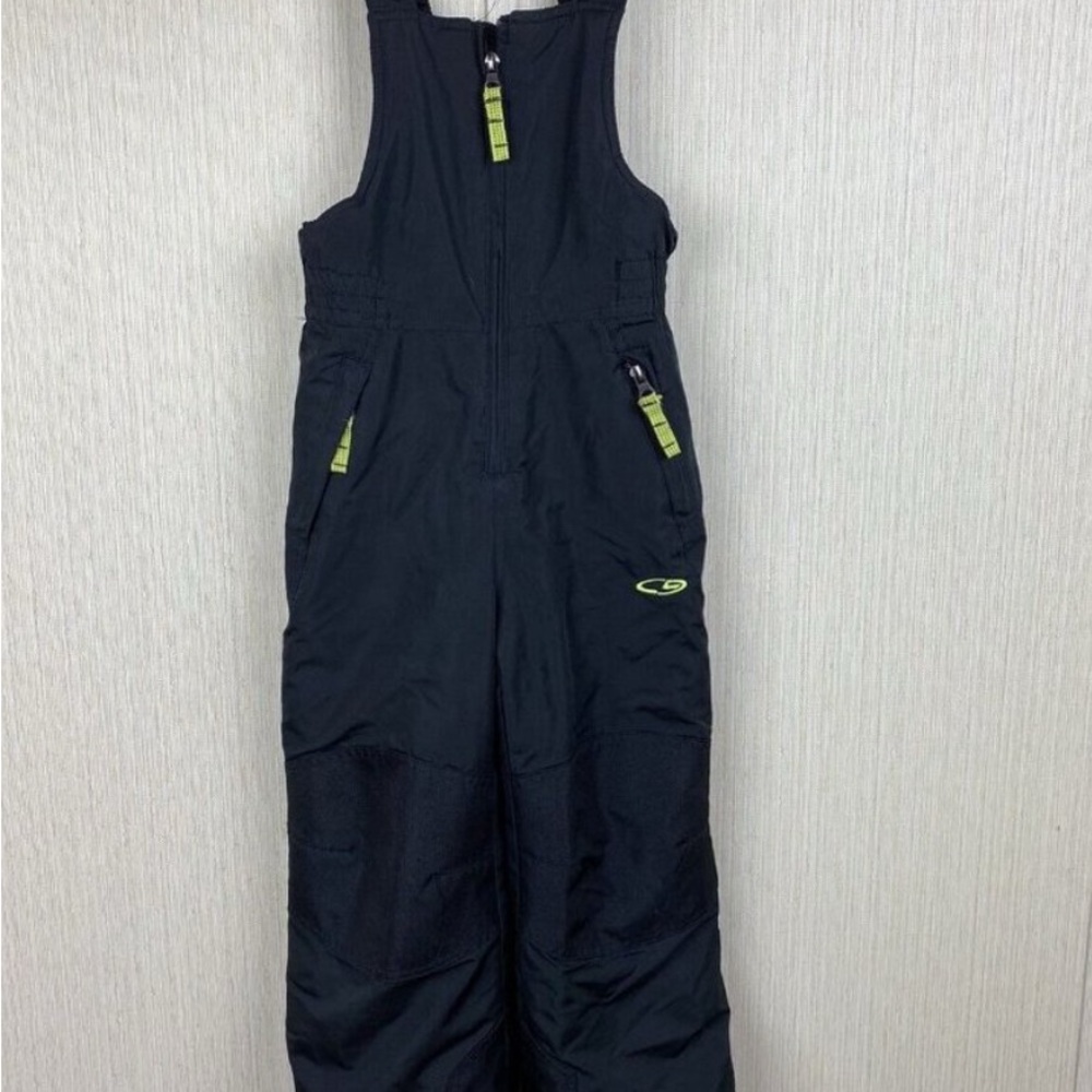 Snow Time: Champion Kids Black Overalls with Green Accents